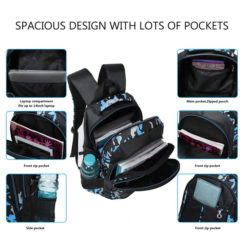 goldwheat School Backpack for Boys Cool Camouflage Bookbags with Lunch Box Pencil Case 3pcs for Middle School - Image 5